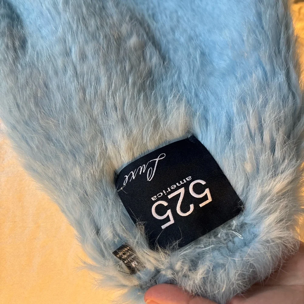525 America Luxe Women's Rabbit Fur Vest in Light Blue‎